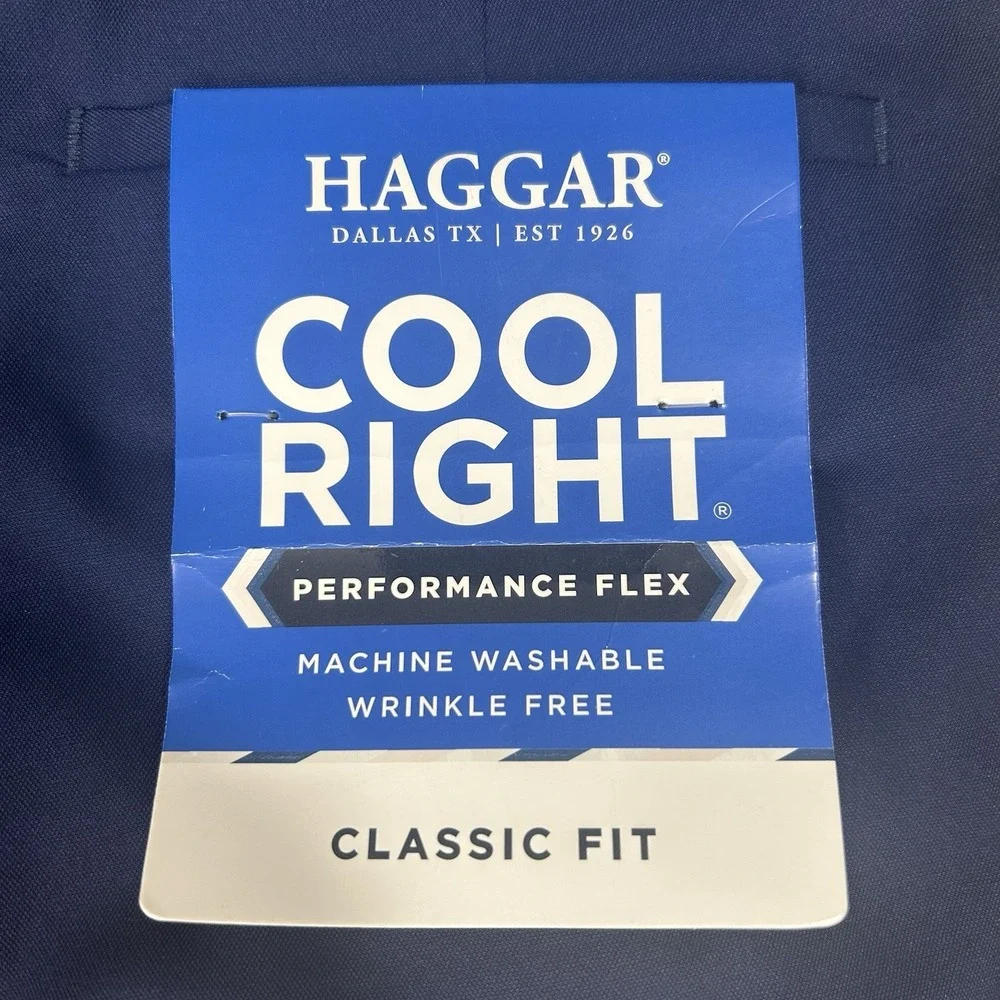 Haggar Cool Right Performance Flex Classic Fit Pants Men Size 44X30 Blue NEW